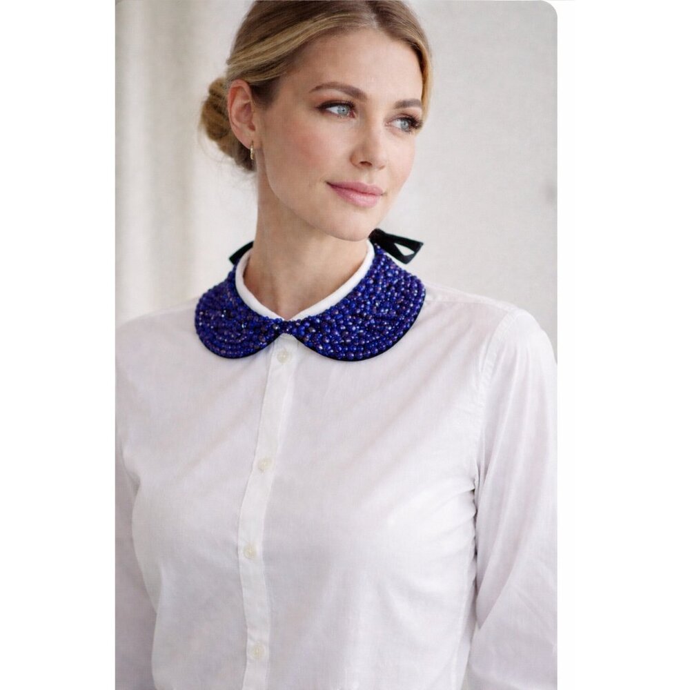 Purplish Navy crystal embellished detachable collar neckles